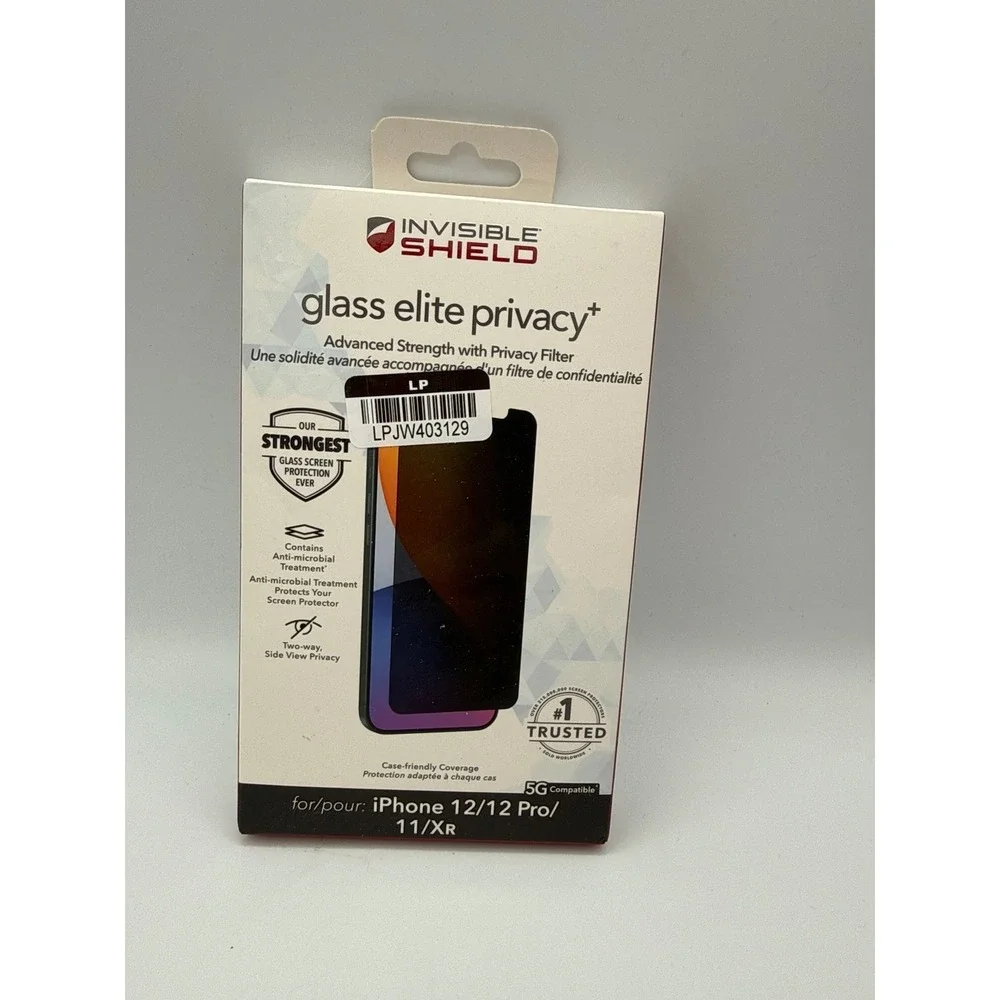 Zagg InvisibleShield‎ Glass Elite Privacy+ iPhone 12/11/XR Black New Privacy